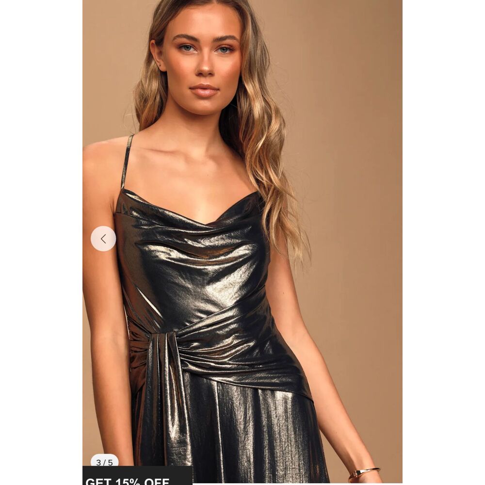Ever New Melbourne Glamorous Asymmetrical metallic charli dress, size 2 NWT
